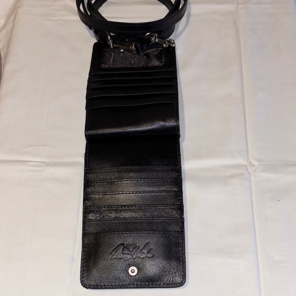 Patricia Nash Black Leather Crossbody Wallet - Picture 3 of 5